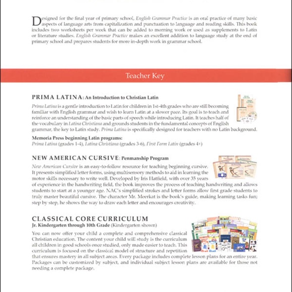 Memoria Press English Grammar Practice Teacher Key Classical Core Curriculum - Picture 2 of 7